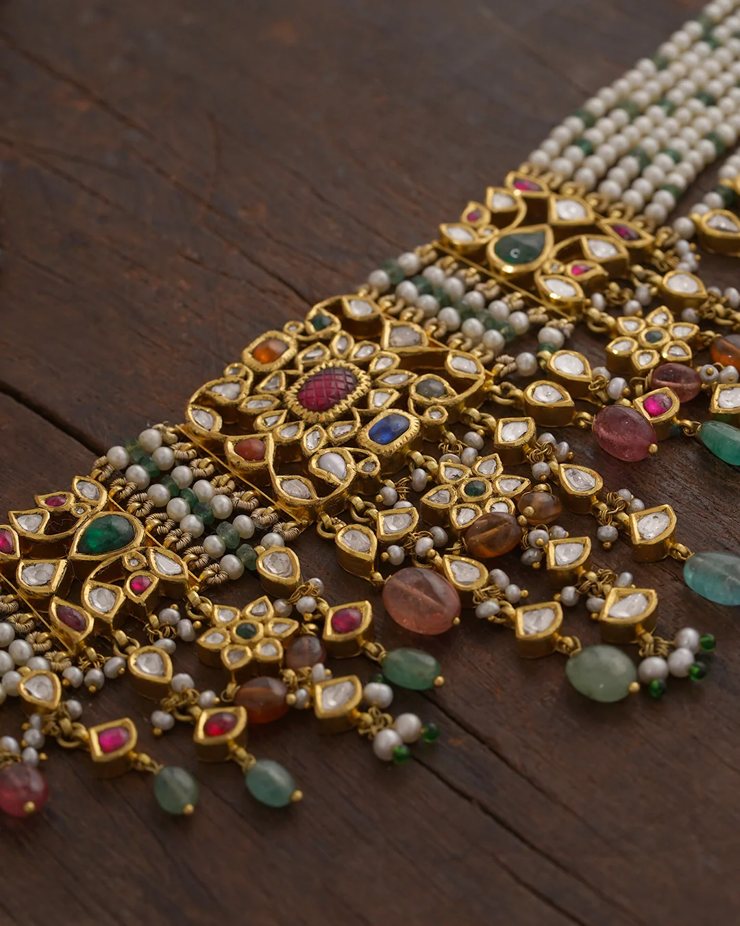 Navya Navratna Choker Necklace - Image 3