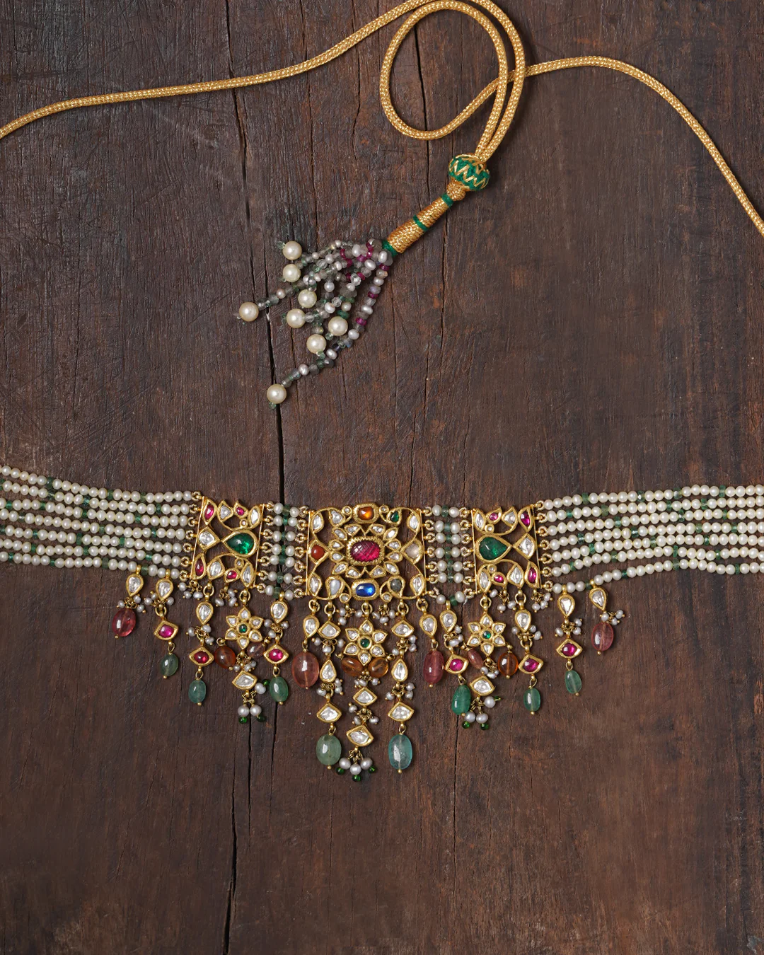 Navya Navratna Choker Necklace - Image 5